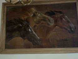 Painting of Three Horses in Motion