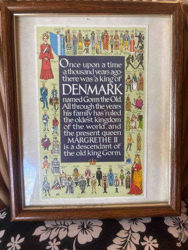 Framed 'Once Upon A Time A Thousand Years Ago' Danish Royal History Poster
