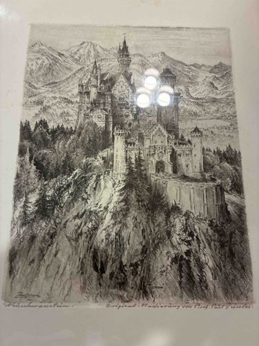 Neuschwanstein Castle Etching by Prof. Karl Thylmann