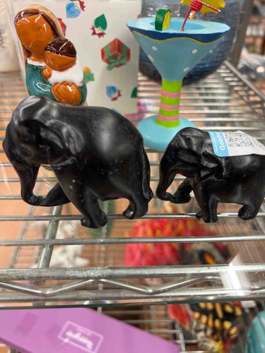 Carved Soapstone Elephant Figurines