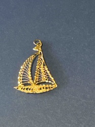 Gold Filigree Sailboat Pendant