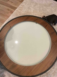 Modern Wood and Metal Rimmed Round Wall Art or Mirror