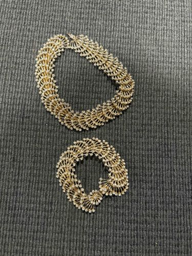 Art Deco Style Rhinestone Brooch and Necklace Set