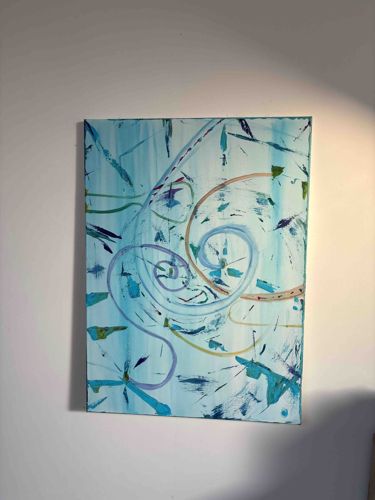 Modern Abstract Spiral Composition on Canvas
