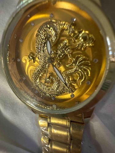 Gold-Tone Relief Dragon Wristwatch