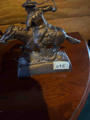 Cast Metal Cowboy on Horse Figurine