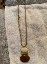 Gold-Toned Snake Chain Necklace with Multi-Segment Oval and Bar Pendant