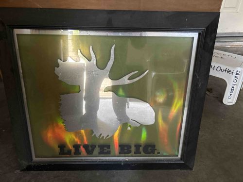 Framed Moose Silhouette 'Live Big' Holographic Graphic Art