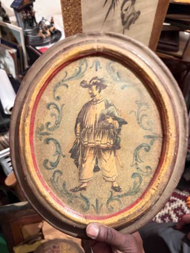 Vintage Italian Decorative Wall Plaque (Targone) with Costumed Figure