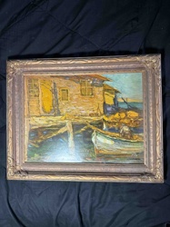Coastal Shanty with Boat and Figure