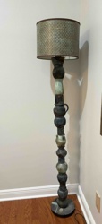 Raku Pottery Stacked Floor Lamp
