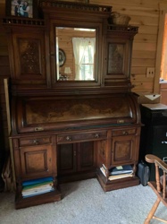 Victorian Era Roll-top Desk with Hutch and Mirror