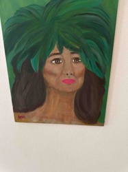 Portrait of a Woman with Green Leaf Headpiece