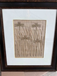 Framed Embroidered Dragonfly Art