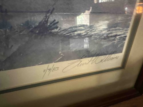 Framed and Signed Art Print: 'Rainswept' by Owen Williams, Dated 1983