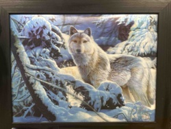 3D Lenticular Winter Wolf Scene Framed Picture