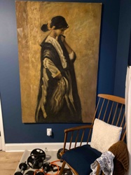Figurative Painting of a Woman in a Studio Style