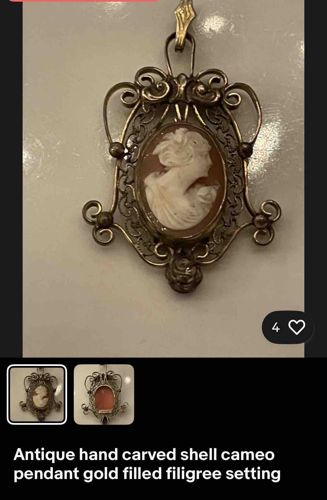Antique Hand-Carved Shell Cameo Pendant