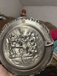 Pewter Wall Decor Plate with Embossed Hunting Scene
