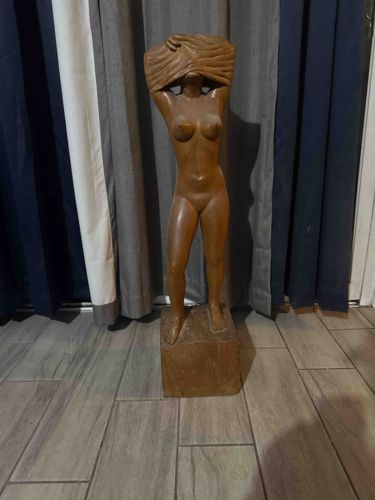 Stylized Wooden Female Nude Sculpture
