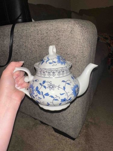 Blue and White Floral Porcelain Teapot