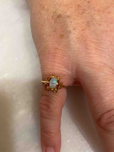 Vintage Oval Opal and Gold Filigree Ring