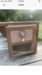 Vintage Post Office Box Door with Wood Frame