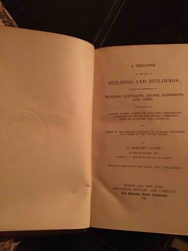 A Treatise on the Law of Building and Buildings by A. Parlett Lloyd, Second Edition (1894)