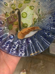 Fused Art Glass Dish with Goose Motif (Signed 'glass by J.')