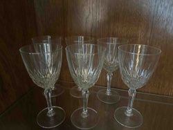 Set of 6 Cut Glass Stemmed Goblets/Wine Glasses