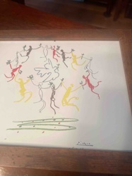 Picasso-style Dancing Figures and Dove Print