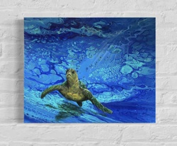 Swimming Sea Turtle Acrylic Painting by Heather Dixon