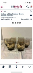 Vintage Libbey Smokey Brown Footed Tumblers (Set of 6)