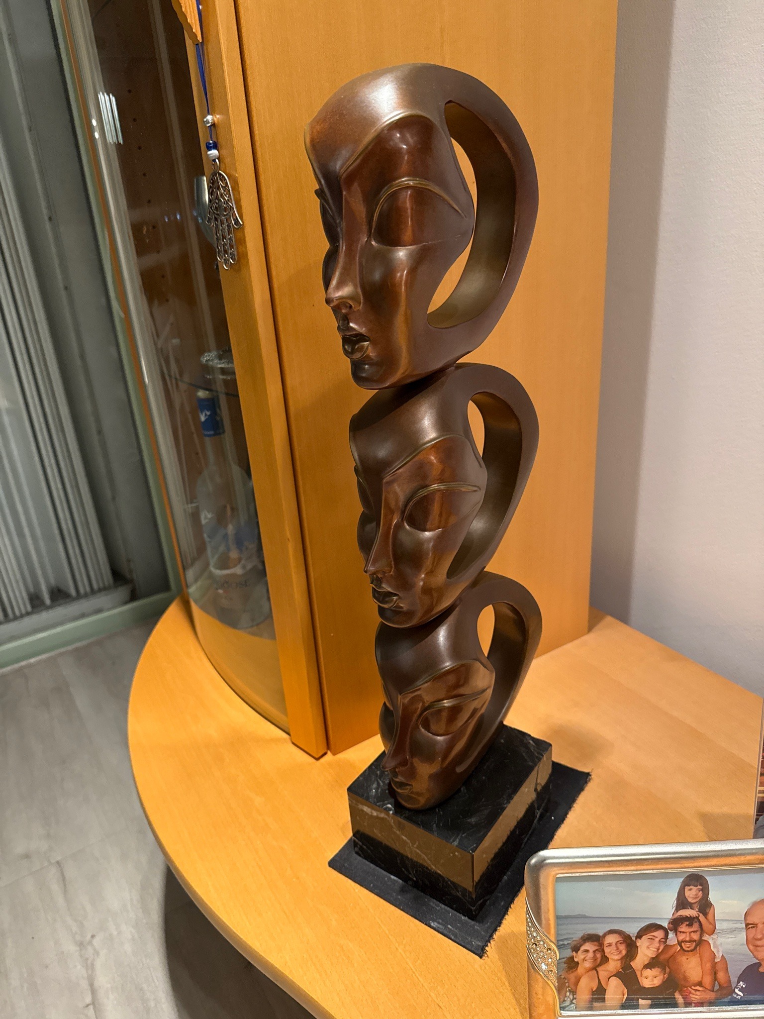 Submitted photo of Bronze sculpture of stacked stylized faces