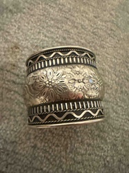 Embossed Silver-Toned Cuff Bracelet