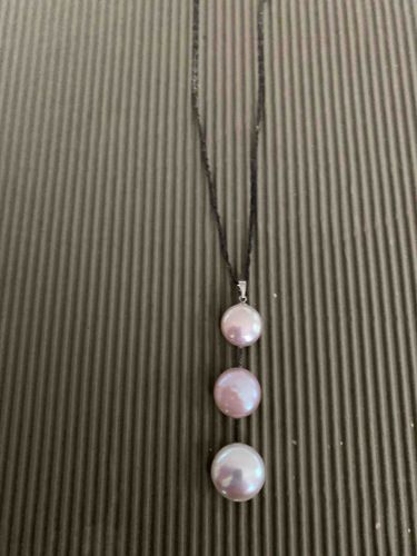 Three-Stone Freshwater Coin Pearl Pendant Necklace