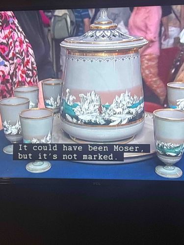 Bohemian Painted and Gilt Glass Lemonade/Punch Set (Moser Style)