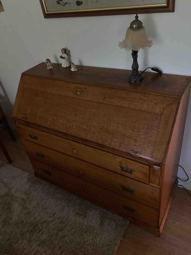 Antique Slant-Front Bureau Desk with Drawers