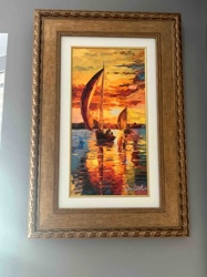 Seascape Painting by David Wall (Sailboats at Sunset/Sunrise)