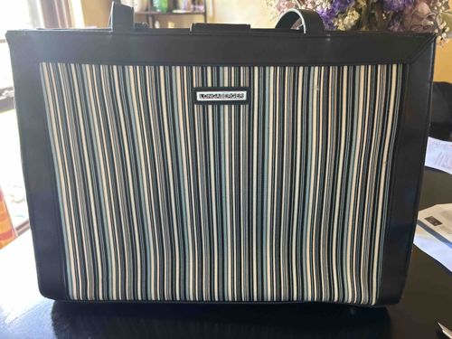 Longaberger Insulated Tote Bag with Vertical Stripes