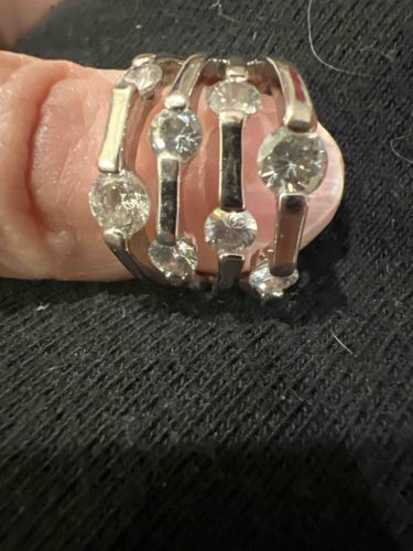 Multi-Row Tension-Set Diamond or Cubic Zirconia Ring