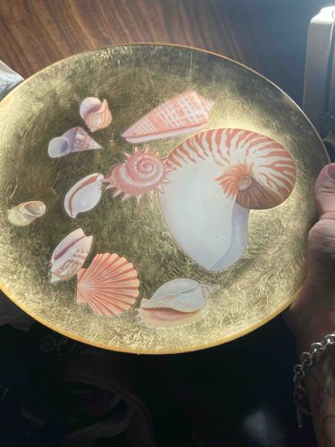 Seashells on Gold Leaf Decorative Plate