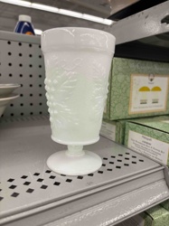 Milk Glass Grape Vine Pattern Pedestal Cup