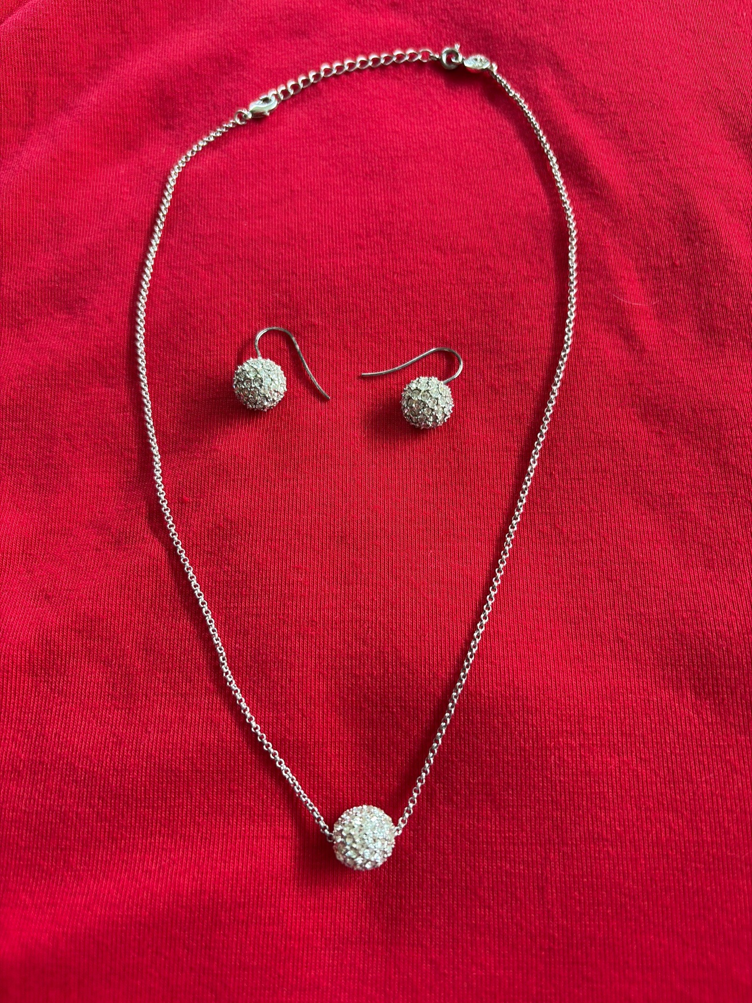 Submitted photo of Rhinestone pavé ball necklace and earring set