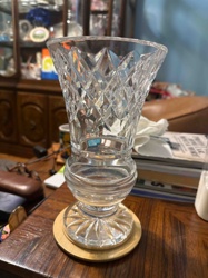 Cut Glass Diamond-Pattern Vase on Pedestal Base