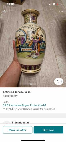 Chinese Export Style Ceramic Vase with Figurative Scenes