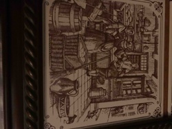 Framed Holland Porcelain Tile with Sepia-Toned Historical Scene