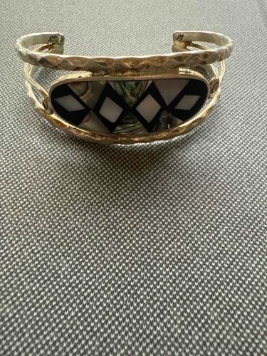 Inlaid Mother-of-Pearl and Abalone Cuff Bracelet
