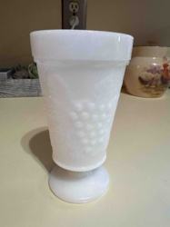 Milk Glass Grape Vine Pattern Goblet/Footed Tumbler