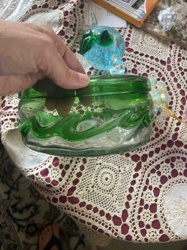 Green Glass Lidded Candy Dish or Jar